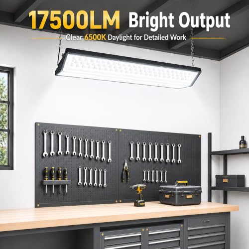 LED Shop Lights, 125W 17500LM Double-Sided Linkable Garage Lighting 2 Pack