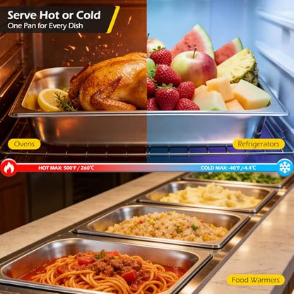 Dyna-Living Hotel Pans with Lids 4 Pack 1/2 Half Size Steam Table Pans - color: With Lids, size: 2.5 Inch Deep
