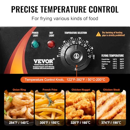 VEVOR Commercial Deep Fryer, Dual Tank 3000W Electric Countertop Fryer with Basket, 2 x 9.1Qt/8.6L Double Stainless Steel Oil Fryer, with Temp Control & Overheat Protection, for Kitchen Restaurant Use - size: Double Fryer, style: Deep Fryer