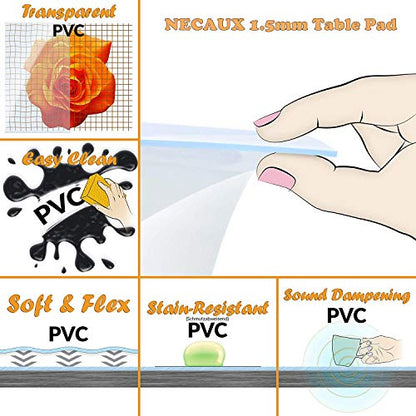 NECAUX Clear PVC Table Cover Protector 12 x 40 Inch 1.5mm Thick - color: Clear 1.5mm, size: 12" x 40"