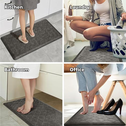 WISELIFE Kitchen Mat Cushioned Anti Fatigue Floor Mat, 17.3"x39", Grey - color: Grey, size: 1'5" x 3'3" (Rectangular)