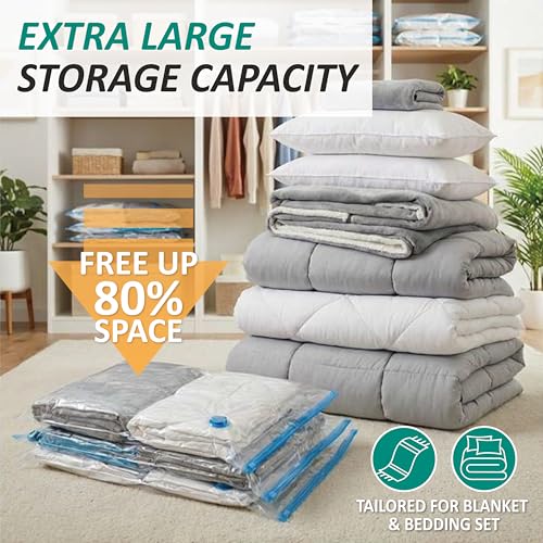 12 Jumbo Vacuum Storage Bags for Blankets & Bedding, Space Saver Bags - size: Jumbo