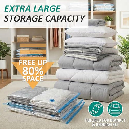 12 Jumbo Vacuum Storage Bags for Blankets & Bedding, Space Saver Bags - size: Jumbo
