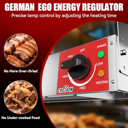 CROSSON Commercial Electric Overhead Strip Heater,60 Inch Food Heat Lamp with German EGO Energy Regulator,Suspended Chain and Undermount Brackets,Food Warming Lamp Heater for Catering Kitchen 1550W - size: 60 Inch