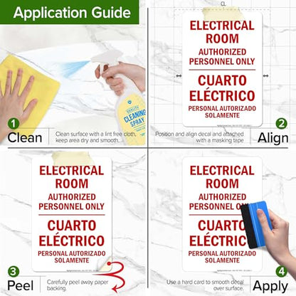Electrical Room Authorized Personnel Only Bilingual Sign, 10x7 Inches, 4 Mil Vinyl Decal Stickers Weather Resistant, Made in USA by My Sign Center - size: 7x10 Vinyl Sticker