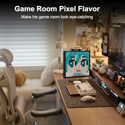 32x32 Programmable LED Pixel Screen, Digital Alarm Clock Matrix Panel, Pixel Light Art Display with APP Control, DIY Graffiti Animation Message Board Gift for Gamers Men&Women, Him/Her, Boys & Girls - size: 32*32