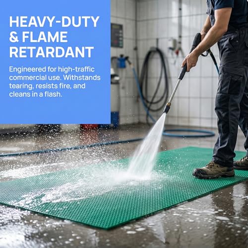 Drainage Non Slip Flooring Mats Swimming Pool Bathroom Anti-Fatigue Rubber Matting 3x10 Ft Heavy Duty Commercial Anti Slip Floor Mats for Garage Restaurant Sauna SPA (Green, 3×10ft/0.9 * 3M) - color: Green