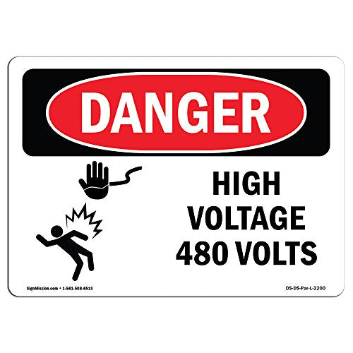 OSHA Danger Sign - High Voltage 480 Volts | Plastic Sign | Protect Your Business, Construction Site, Warehouse & Shop Area | Made in The USA
