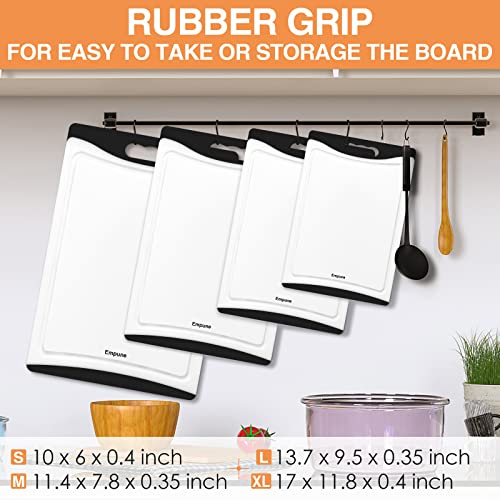 Empune BPA-Free Plastic Cutting Board for Kitchen with Juice Grooves, Extra Large Dishwasher Safe Cutting Boards Set of 4 with Handles, Thick Non-Slip Chopping Board for Meat, Fruit and Chicken, Black - color: Black