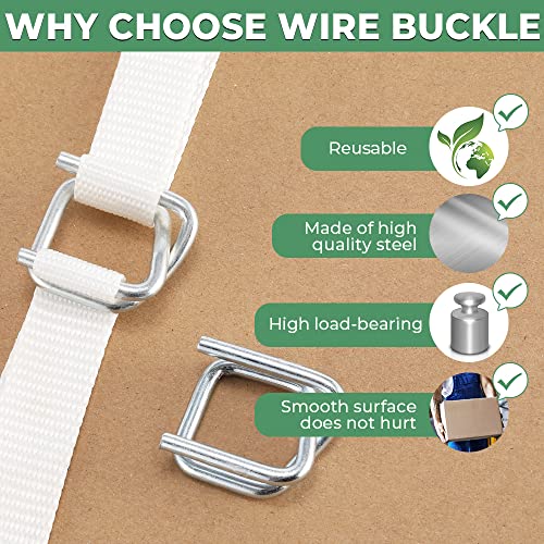 3/4" Heavy Duty Metal Wire Buckle for Woven Cord Strapping 100 Pack - style: Pack of 500