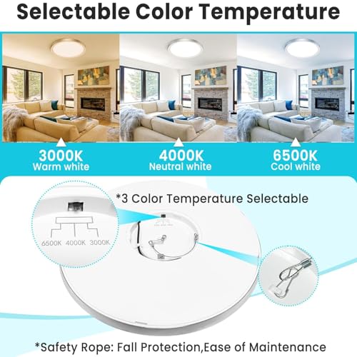 libtit 12 inch Flush Mount LED Ceiling Light Fixture, 3000K 4000K 6500K Adjustable, 28W 3200lm Brushed Nickel Satin Round Ceiling Lamp for Bathroom Hallway Kitchen Bedroom, 2 Pack - color: Brushed Nickel, size: 12in-2Pack