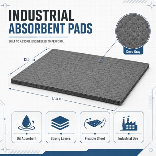 Hoolerry 1000 Pcs Oil Absorbent Pad for Spill, 13.5 x 17.5 Inch, Gray - color: Gray, size: 13.5 x 17.5 Inch