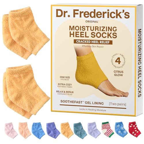 Dr. Frederick's Original Fuzzy Heel Socks (Citrus Glow) - color: Citrus Glow