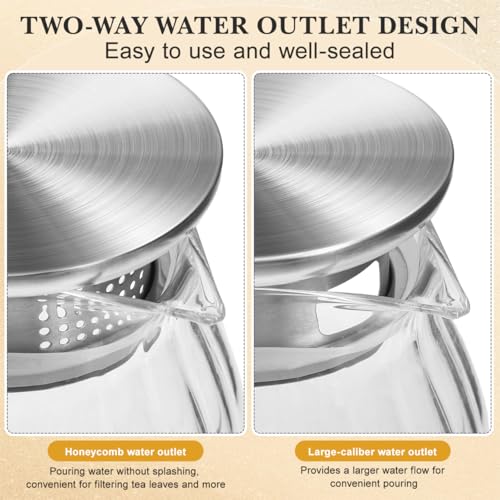 Hemobllo Water Pitcher Lid Replacement Stainless Steel Kitchen Jug Cover with Dual Water Outlets Silver Metal Pitcher Lid for Cold Jug Universal Fit for Home and Restaurant Use