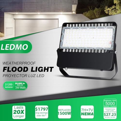 ledmo 240W Outdoor LED Flood Light, 36000 Lumens Large Area Lighting - size: Standard/240