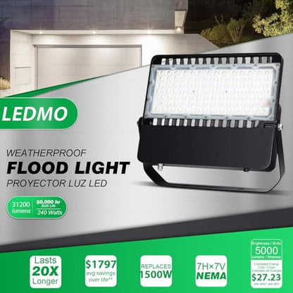 ledmo 240W Outdoor LED Flood Light, 36000 Lumens Large Area Lighting - size: Standard/240