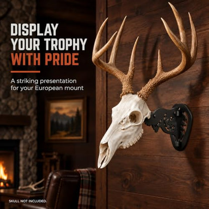 MSSOHKAN European Mount Skull Hanger – Adjustable Deer Skull Mount Wall Bracket, Antler Style Trophy Display for Antelope, Hog, Bear – Heavy-Duty Steel - color: Black