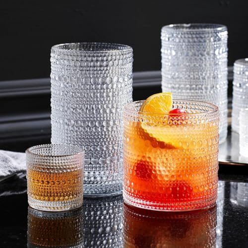 2 PACK-1 Gallon Glass Drink Dispensers for Parties, Hobnail Drink Dispenser, Beverage Dispenser with Stand and Glass Lid, 100% Leakproof Spigot, Perfect For Parties And Daily Use - color: Hobnail Clear-1 Gallon 2-PACK