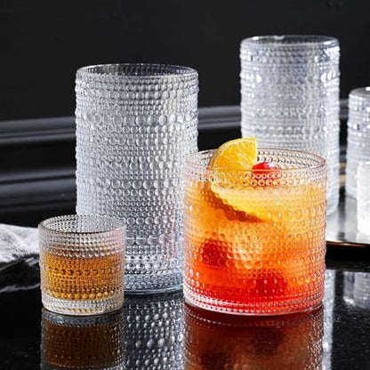2 PACK-1 Gallon Glass Drink Dispensers for Parties, Hobnail Drink Dispenser, Beverage Dispenser with Stand and Glass Lid, 100% Leakproof Spigot, Perfect For Parties And Daily Use - color: Hobnail Clear-1 Gallon 2-PACK