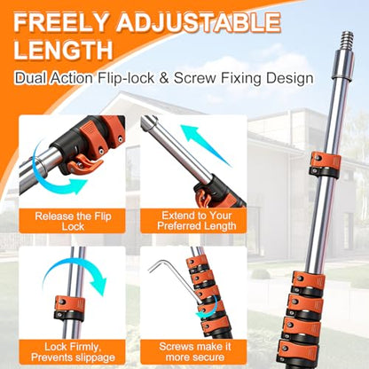 18FT Reach Duster Kit, Dual Lock for Ceiling Fan & Window Cleaning - size: 3-12FT