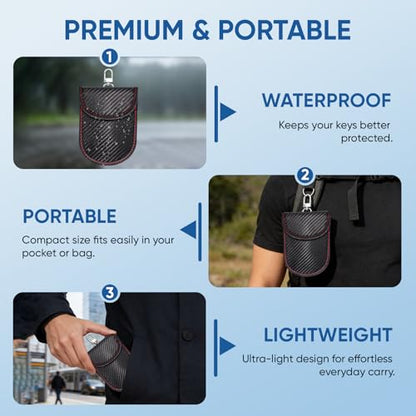 TICONN 2PK Faraday Bag for Car Key Fob, Anti-Theft NFC RFID Blocking Pouch - color: Black, size: Medium