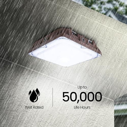 Feit Electric 10in LED Canopy Light, 5CCT Selectable, 4000 Lumens, 44W, Wet Rated Die-Cast Aluminum Housing, 50,000-Hour Lifetime, Bronze Outdoor Commercial Security Ceiling Fixture, S10CNPY/5CCT/BZ - color: 3000K-6500K White