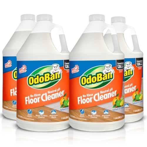 OdoBan Pet Solutions No Rinse Neutral pH Floor Cleaner Concentrate, Made in the USA, Splash O' Citrus Scent, 4 Gallons - size: 128 Fl Oz (Pack of 4)
