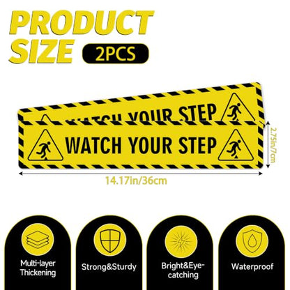 Watch Your Step Sign Sticker, 2 Pack 14 x 2.7 Inch Floor Warning Decal - color: Watch Your Step 579