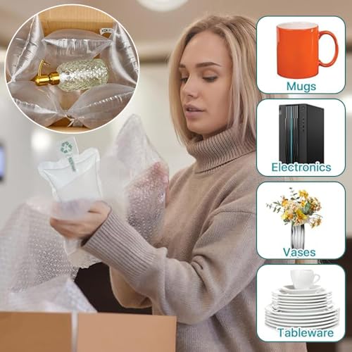 Miupoo Packaging Air Bags,Clear Plastic Inflatable Air Packaging Protector Bag with Free Pump Cushion,Air Cushion Blocking Packaging Bag,16x16Inchesx100Pieces - size: 16x16Inchesx100P
