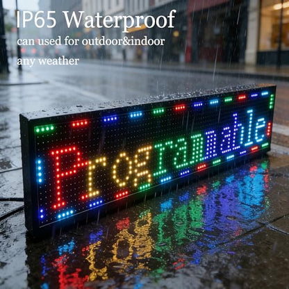 Programmable LED Sign 39"x8", WiFi Control Scrolling Message Board P10 Full Color, Electronic Sign for Business Store Restaurant Window Advertising, Custom Text