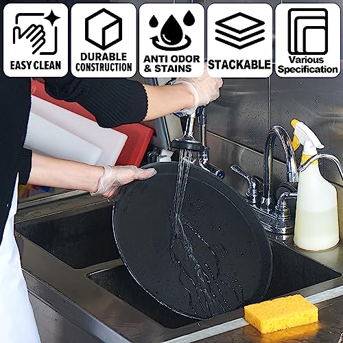 CURTA 2-Pack Restaurant Grade Non-Slip Tray, NSF, Oval 24-Inch x 29-Inch, Plastic Rubber Lined Round Serving Tray, Black - color: Black-oval, size: 29 Inch x 24 Inch x 1 Inch