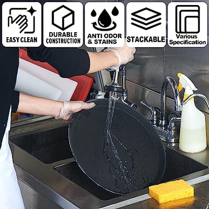 CURTA 2-Pack Restaurant Grade Non-Slip Tray, NSF, Oval 24-Inch x 29-Inch, Plastic Rubber Lined Round Serving Tray, Black - color: Black-oval, size: 29 Inch x 24 Inch x 1 Inch