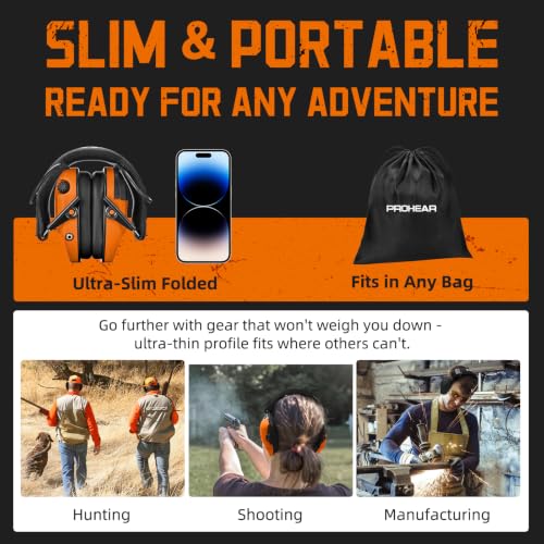 PROHEAR 022 Electronic Ear Protection for Shooting & Hunting - 29dB SNR Noise Reduction, 4 Omnidirectional Microphones - color: Electronic Ear Protection-orange