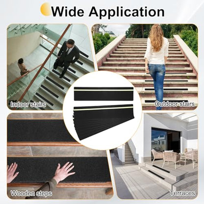HARFINGTON 10Pcs Outdoor Stair Treads 6"x30" Non-Slip Step Strips Grip Tape - color: Green-Black, size: 6" x 30",0.47"