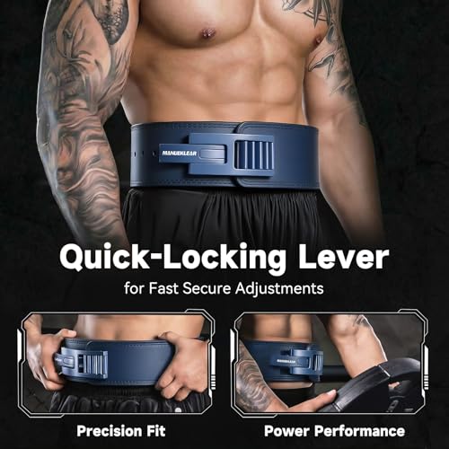 MANUEKLEAR 4-Inche Lever Belt Weightlifting with Heavy Duty Buckle - color: Blue, size: XL (39-45inches)