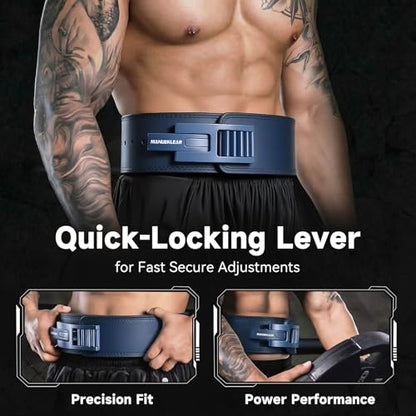MANUEKLEAR 4-Inche Lever Belt Weightlifting with Heavy Duty Buckle - color: Blue, size: XL (39-45inches)