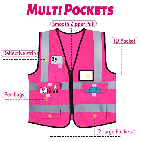 EBOOT 20 Pack Safety Vest High Visibility Reflective, Pink - color: Pink