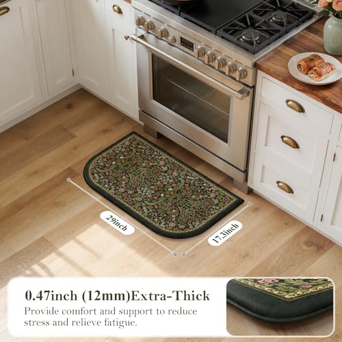 Collive Kitchen Mats for Floor Olive Green Half-Moon Rug, 17.3"x29.5" - color: Olive Green, size: 17.3"x29.5"(Half-Moon)