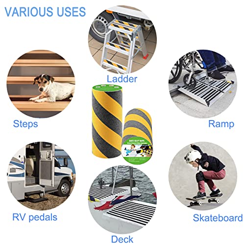 Yorwe Anti Slip Tape Stairs & Ramps, Traction Grip(12"x 190", Black/Yellow) - color: Black / Yellow, size: 12" Width x 190" Long