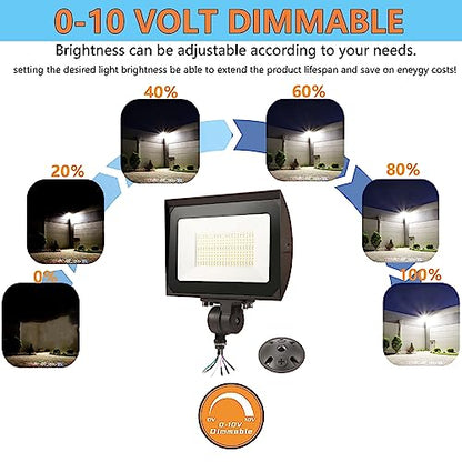 150W Outdoor LED Flood Light with Plate, 5000K Daylight 21000LM 100-277V, UL/DLC Waterproof LED Security Flood Lighting for Wall Wash/Sign/Flagpole/Tree/Yards/Advertising Boards