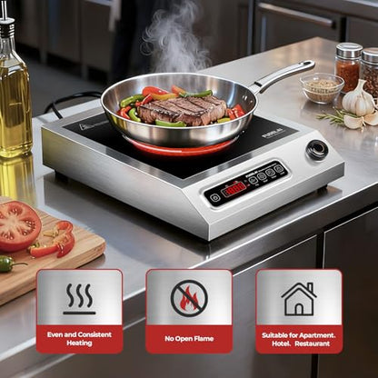 1800W Electric Hot Plate, Stainless Steel Portable Burner