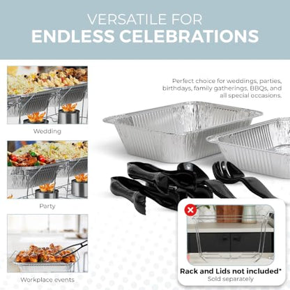 Alpha Living 6 Pack Refill Kit - Disposable Chafing Dish Buffet Set, Welded Body Food Warmers for Parties, Fuel Cans, Half Size Pans, Warming Trays - size: Refill Kit (No Racks)