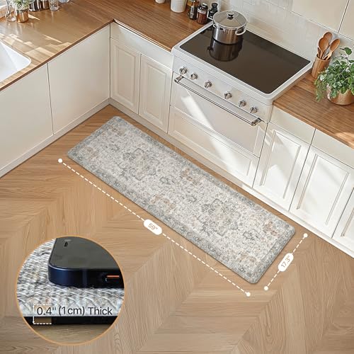 GENIMO Anti Fatigue Kitchen Mats for Floor 17"X59", Runner Rug,GrayTaupe - color: Light Taupe Brown, size: 59"L x 17.3"W x 0.4"Th
