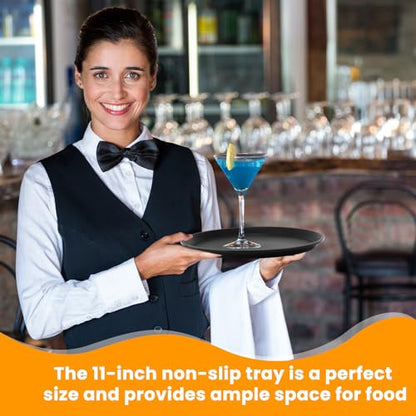 12 Pcs Black Restaurant Serving Trays Bulk, Round Tray, 11 Inch - size: 11 Inch