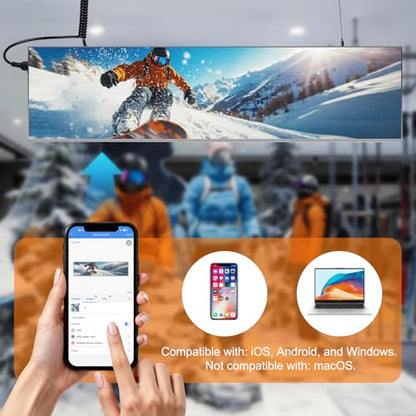 P1.86 Programmable LED Sign for Business, 25.2'' x 6.3'', App Control - size: 25.2" x 6.3" / 640mm