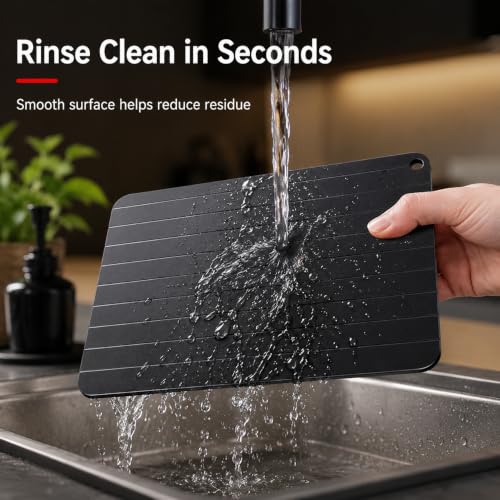 Defrosting Tray Aluminum Thawing Plate for Meat Seafood Kitchen Board, 23 x 16.8 cm