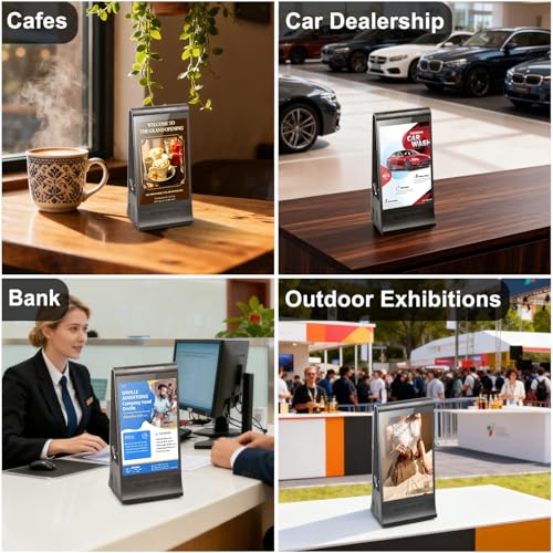 WeADS Digital Signage with Dual-Sided 8" Interactive LCD Screen,Android 11 Tabletop Advertising Player with Wi-Fi & 23200mAh Extended Battery Life for Business