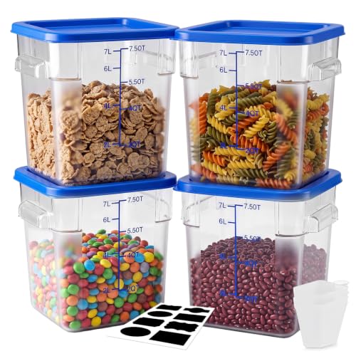 4 Pack 8QT Commercial Clear Food Storage Containers with Lid, NSF - color: Blue, size: 8Qt-4 Pack