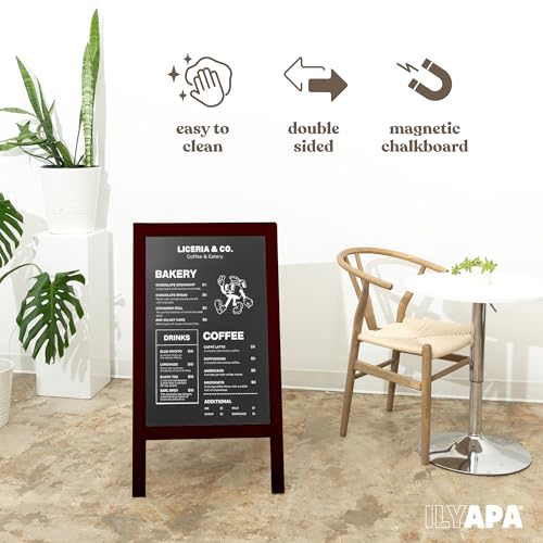 Ilyapa A-Frame Chalkboard Sidewalk Sign, 40x20 Inch - Mahogany, Sturdy - color: Classic Stained Wood