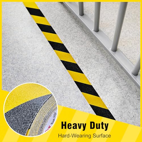 S&X Anti Slip Tape 1in x 60ft Grip Tape for Stairs & Ramps, Black/Yellow - color: Black/Yellow, size: 1" X 60'